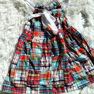 Girls Plaid Dress Size 7/8 Red Blue Tie Retro Fun Vacation